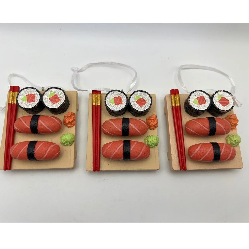 Hallmark Sushi Tray Christmas Ornament Lot of 3